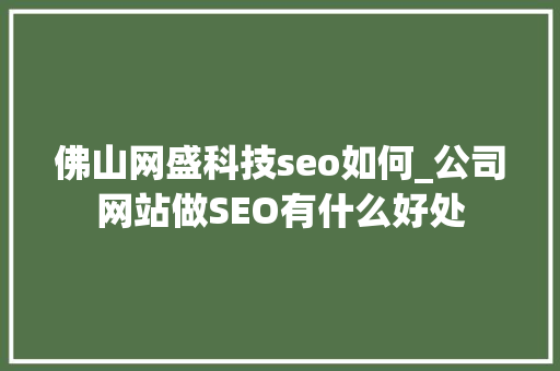 佛山网盛科技seo如何_公司网站做SEO有什么好处 佛山网盛科技seo如何_公司网站做SEO有什么好处 网站建设公司