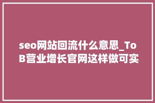 seo网站回流什么意思_To B营业增长官网这样做可实现营销价值最大年夜化 seo网站回流什么意思_To B营业增长官网这样做可实现营销价值最大年夜化 百度SEO