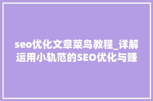 seo优化文章菜鸟教程_详解运用小轨范的SEO优化与赚钱技巧 seo优化文章菜鸟教程_详解运用小轨范的SEO优化与赚钱技巧 百度SEO