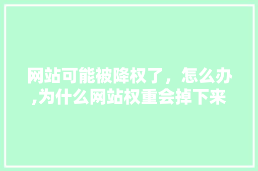 网站可能被降权了，怎么办,为什么网站权重会掉下来。 网站可能被降权了，怎么办,为什么网站权重会掉下来。 神马SEO