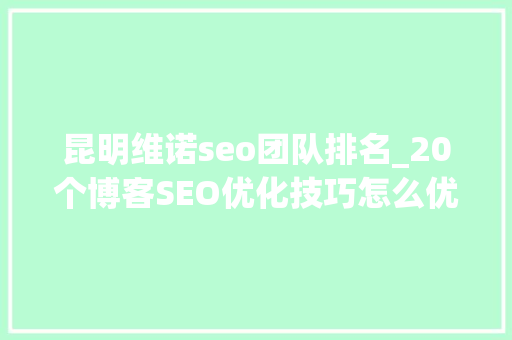 昆明维诺seo团队排名_20个博客SEO优化技巧怎么优化博客 昆明维诺seo团队排名_20个博客SEO优化技巧怎么优化博客 网站建设公司