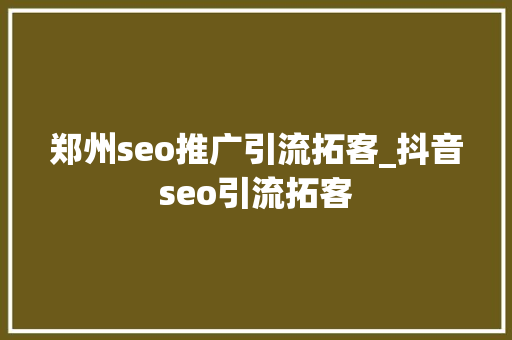 郑州seo推广引流拓客_抖音seo引流拓客 郑州seo推广引流拓客_抖音seo引流拓客 必应SEO