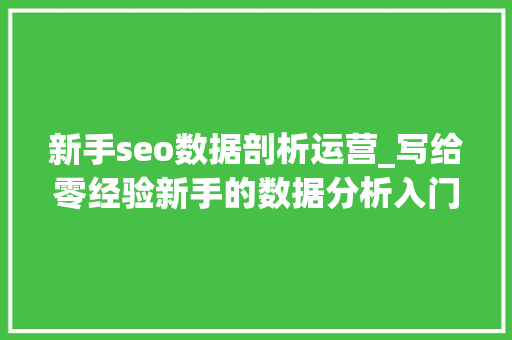 新手seo数据剖析运营_写给零经验新手的数据分析入门指南一次学会理论实操 新手seo数据剖析运营_写给零经验新手的数据分析入门指南一次学会理论实操 百度SEO