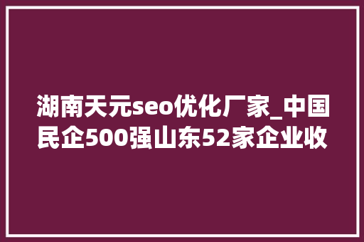 湖南天元seo优化厂家_中国民企500强山东52家企业收集传播影响力谁最强 湖南天元seo优化厂家_中国民企500强山东52家企业收集传播影响力谁最强 搜狗SEO