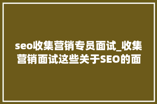seo收集营销专员面试_收集营销面试这些关于SEO的面试问题你真的答对了吗 seo收集营销专员面试_收集营销面试这些关于SEO的面试问题你真的答对了吗 百度SEO