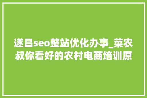 遂昌seo整站优化办事_菜农叔你看好的农村电商培训原来是这样的 遂昌seo整站优化办事_菜农叔你看好的农村电商培训原来是这样的 必应SEO