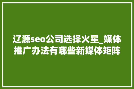 辽源seo公司选择火星_媒体推广办法有哪些新媒体矩阵是什么意思 辽源seo公司选择火星_媒体推广办法有哪些新媒体矩阵是什么意思 搜狗SEO