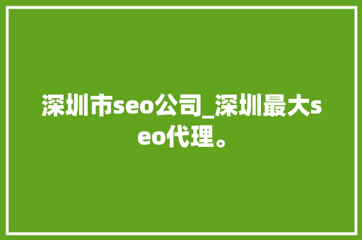 深圳市seo公司_深圳最大seo代理。 深圳市seo公司_深圳最大seo代理。 网站建设公司