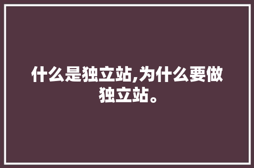 什么是独立站,为什么要做独立站。 什么是独立站,为什么要做独立站。 搜狗SEO