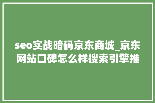 seo实战暗码京东商城_京东网站口碑怎么样搜索引擎推荐 seo实战暗码京东商城_京东网站口碑怎么样搜索引擎推荐 百度SEO