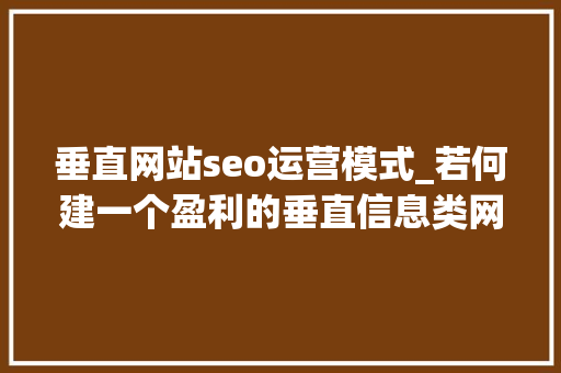 垂直网站seo运营模式_若何建一个盈利的垂直信息类网站以及其需留心哪些SEO优化事项