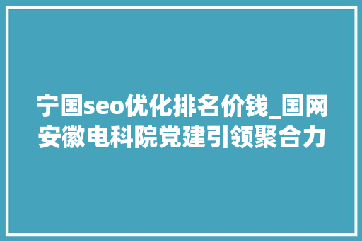 宁国seo优化排名价钱_国网安徽电科院党建引领聚合力 科技立异谋成长 宁国seo优化排名价钱_国网安徽电科院党建引领聚合力 科技立异谋成长 百度SEO