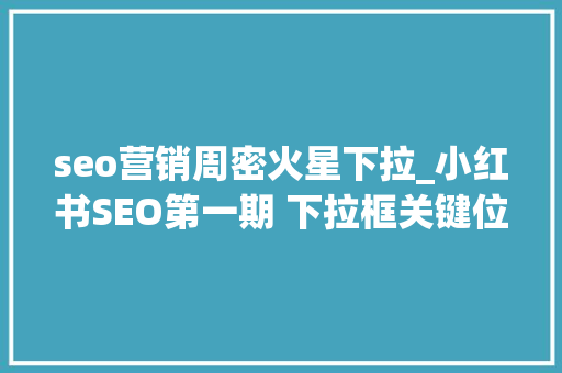 seo营销周密火星下拉_小红书SEO第一期 下拉框关键位置若何获取更多流量 落地实战指南 seo营销周密火星下拉_小红书SEO第一期 下拉框关键位置若何获取更多流量 落地实战指南 百度SEO