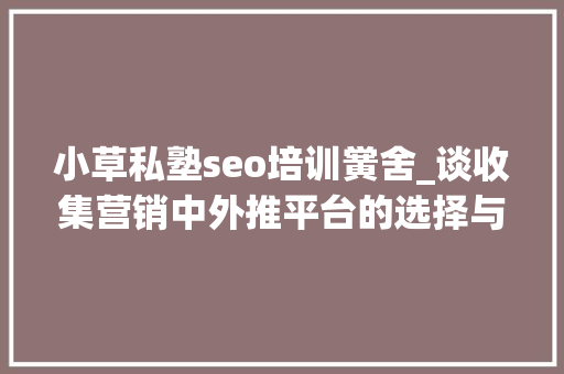 小草私塾seo培训黉舍_谈收集营销中外推平台的选择与推广办法 小草私塾seo培训黉舍_谈收集营销中外推平台的选择与推广办法 必应SEO