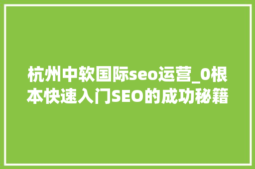 杭州中软国际seo运营_0根本快速入门SEO的成功秘籍 杭州中软国际seo运营_0根本快速入门SEO的成功秘籍 网站建设公司