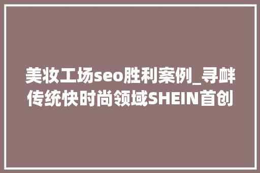 美妆工场seo胜利案例_寻衅传统快时尚领域SHEIN首创人许仰天正以惊人的速度抢占先机 美妆工场seo胜利案例_寻衅传统快时尚领域SHEIN首创人许仰天正以惊人的速度抢占先机 网站建设公司