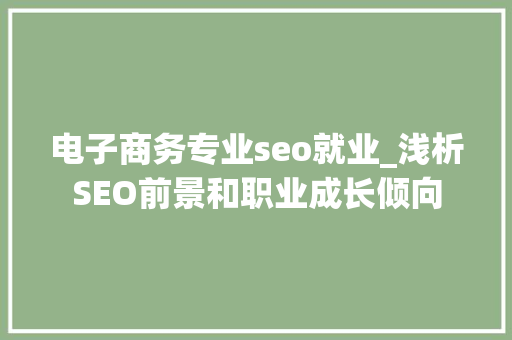 电子商务专业seo就业_浅析SEO前景和职业成长倾向 电子商务专业seo就业_浅析SEO前景和职业成长倾向 网站建设公司