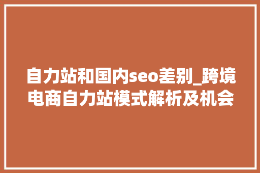 自力站和国内seo差别_跨境电商自力站模式解析及机会分析 自力站和国内seo差别_跨境电商自力站模式解析及机会分析 SEO关键词