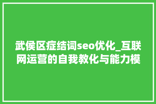 武侯区症结词seo优化_互联网运营的自我教化与能力模型 武侯区症结词seo优化_互联网运营的自我教化与能力模型 神马SEO