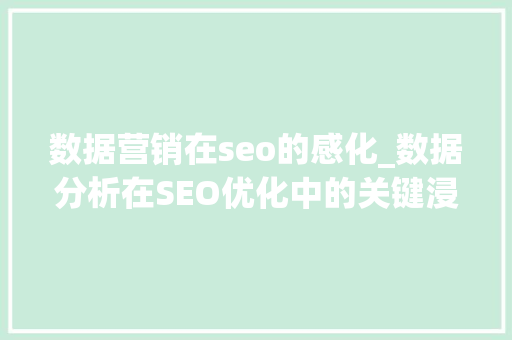 数据营销在seo的感化_数据分析在SEO优化中的关键浸染 数据营销在seo的感化_数据分析在SEO优化中的关键浸染 神马SEO
