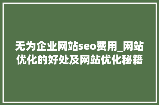 无为企业网站seo费用_网站优化的好处及网站优化秘籍100轨则 无为企业网站seo费用_网站优化的好处及网站优化秘籍100轨则 网站建设公司