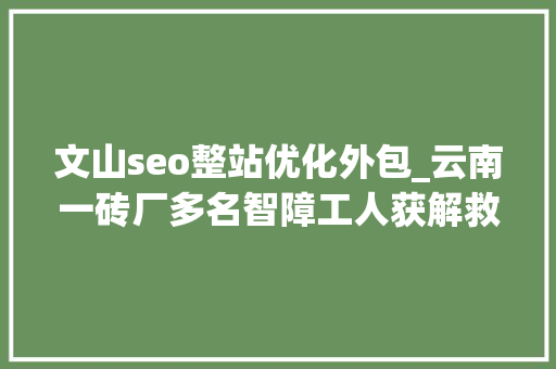 文山seo整站优化外包_云南一砖厂多名智障工人获解救包工头被刑拘 文山seo整站优化外包_云南一砖厂多名智障工人获解救包工头被刑拘 搜狗SEO