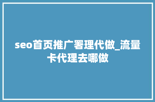 seo首页推广署理代做_流量卡代理去哪做 seo首页推广署理代做_流量卡代理去哪做 网站建设公司