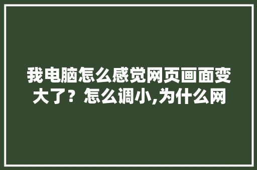 我电脑怎么感觉网页画面变大了？怎么调小,为什么网站会很大内存。 我电脑怎么感觉网页画面变大了？怎么调小,为什么网站会很大内存。 神马SEO