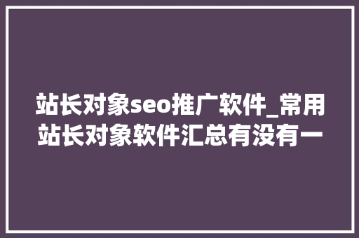 站长对象seo推广软件_常用站长对象软件汇总有没有一款你在用 站长对象seo推广软件_常用站长对象软件汇总有没有一款你在用 必应SEO
