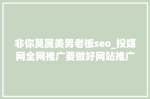 非你莫属美男老板seo_投媒网全网推广要做好网站推广也拉不下来 非你莫属美男老板seo_投媒网全网推广要做好网站推广也拉不下来 网站建设公司