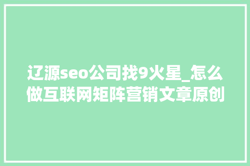 辽源seo公司找9火星_怎么做互联网矩阵营销文章原创度在线检测免费平台有哪些 辽源seo公司找9火星_怎么做互联网矩阵营销文章原创度在线检测免费平台有哪些 网站建设公司