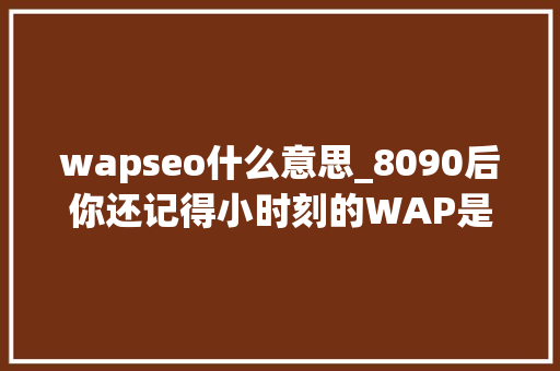 wapseo什么意思_8090后你还记得小时刻的WAP是什么吗