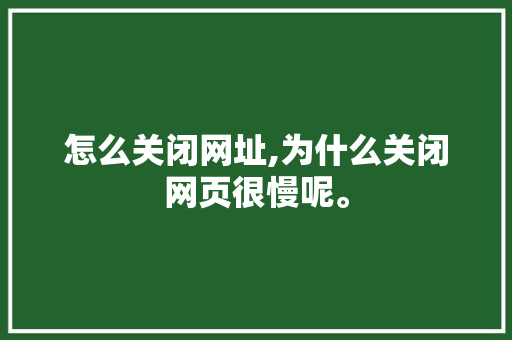 怎么关闭网址,为什么关闭网页很慢呢。 怎么关闭网址,为什么关闭网页很慢呢。 搜狗SEO