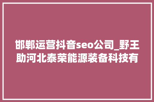 邯郸运营抖音seo公司_野王助河北泰荣能源装备科技有限公司精准营销 邯郸运营抖音seo公司_野王助河北泰荣能源装备科技有限公司精准营销 百度SEO