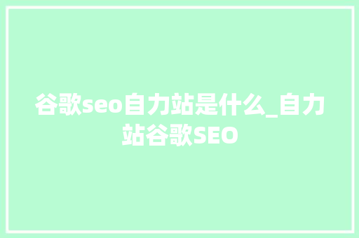 谷歌seo自力站是什么_自力站谷歌SEO 谷歌seo自力站是什么_自力站谷歌SEO SEO关键词