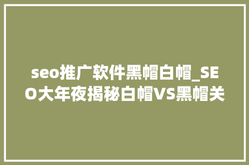 seo推广软件黑帽白帽_SEO大年夜揭秘白帽VS黑帽关键词优化更胜外链拓展 seo推广软件黑帽白帽_SEO大年夜揭秘白帽VS黑帽关键词优化更胜外链拓展 神马SEO