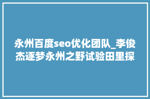 永州百度seo优化团队_李俊杰逐梦永州之野试验田里探索分站构造 永州百度seo优化团队_李俊杰逐梦永州之野试验田里探索分站构造 SEO关键词