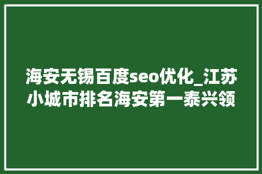 海安无锡百度seo优化_江苏小城市排名海安第一泰兴领先太仓扬中垫底