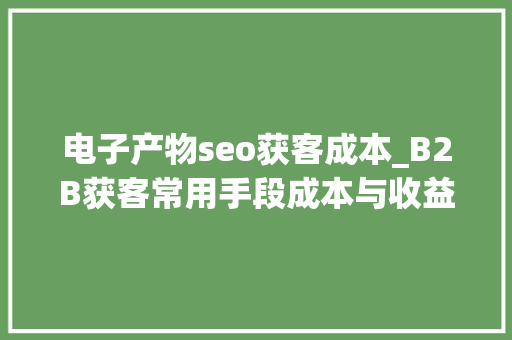 电子产物seo获客成本_B2B获客常用手段成本与收益一次说明白️ 电子产物seo获客成本_B2B获客常用手段成本与收益一次说明白️ 必应SEO