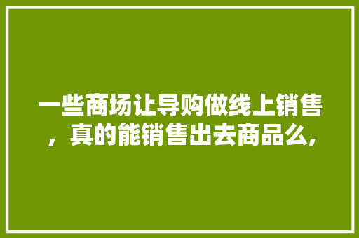 一些商场让导购做线上销售，真的能销售出去商品么,为什么出现了网络营销现象。 一些商场让导购做线上销售，真的能销售出去商品么,为什么出现了网络营销现象。 SEO关键词