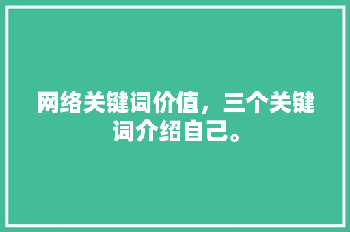 网络关键词价值，三个关键词介绍自己。 网络关键词价值，三个关键词介绍自己。 SEO关键词