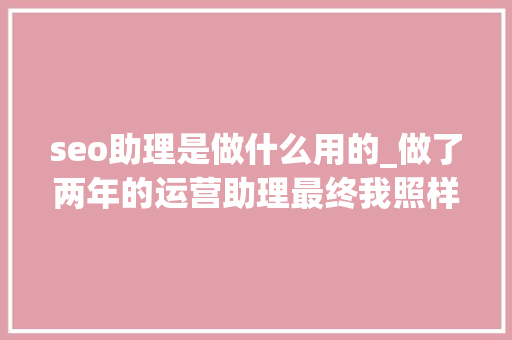 seo助理是做什么用的_做了两年的运营助理最终我照样没能成为一个合格的运营 seo助理是做什么用的_做了两年的运营助理最终我照样没能成为一个合格的运营 网站建设公司
