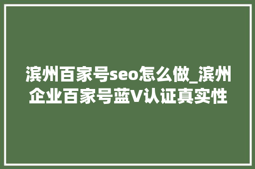 滨州百家号seo怎么做_滨州企业百家号蓝V认证真实性认证 滨州百家号seo怎么做_滨州企业百家号蓝V认证真实性认证 神马SEO
