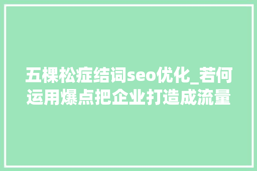 五棵松症结词seo优化_若何运用爆点把企业打造成流量明星 五棵松症结词seo优化_若何运用爆点把企业打造成流量明星 SEO关键词