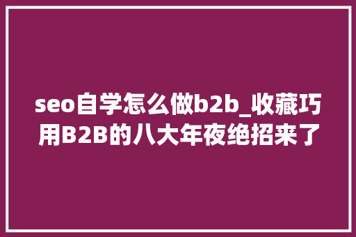 seo自学怎么做b2b_收藏巧用B2B的八大年夜绝招来了 seo自学怎么做b2b_收藏巧用B2B的八大年夜绝招来了 必应SEO