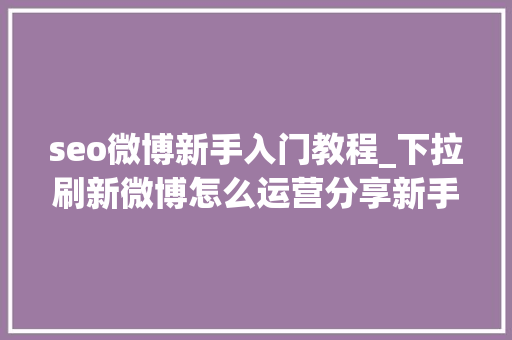 seo微博新手入门教程_下拉刷新微博怎么运营分享新手必看的微博运营技巧 seo微博新手入门教程_下拉刷新微博怎么运营分享新手必看的微博运营技巧 网站建设公司