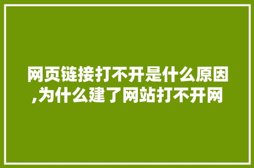 网页链接打不开是什么原因,为什么建了网站打不开网页。 网页链接打不开是什么原因,为什么建了网站打不开网页。 神马SEO