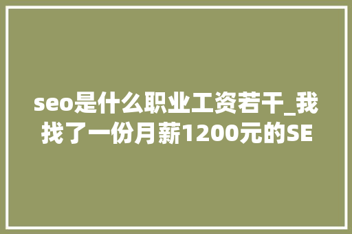seo是什么职业工资若干_我找了一份月薪1200元的SEO推广工作 seo是什么职业工资若干_我找了一份月薪1200元的SEO推广工作 必应SEO