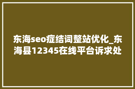 东海seo症结词整站优化_东海县12345在线平台诉求处办质效提升推进会召开 东海seo症结词整站优化_东海县12345在线平台诉求处办质效提升推进会召开 网站建设公司
