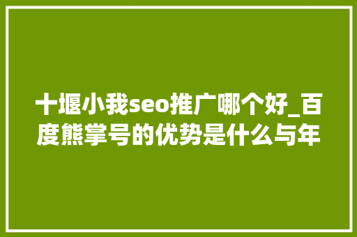 十堰小我seo推广哪个好_百度熊掌号的优势是什么与年夜众号有什么差异 十堰小我seo推广哪个好_百度熊掌号的优势是什么与年夜众号有什么差异 神马SEO